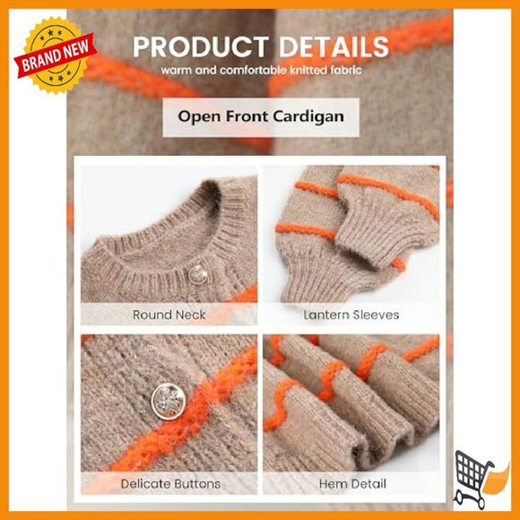 Oversized Knit Cardigan Long Sleeve Button Down Open Front Sweater - Picture 7 of 7